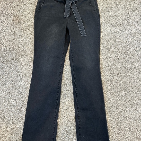 NYDJ Marilyn Straight tie waist trouser style black/grey jeans. Stretch. Work. - Picture 4 of 12